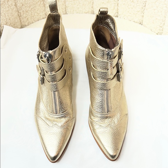 Tabitha Simmons Gold Buckle Ankle Boots
